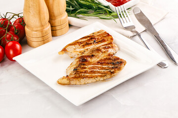 Grilled pork steak with sauce