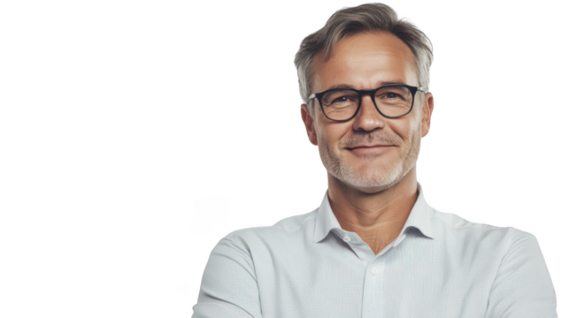 Professional Man Smiling Confidently in a White Shirt