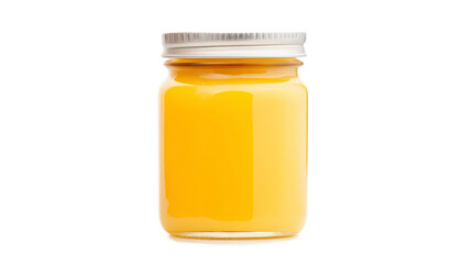 Bright Yellow Jar with Metal Lid and Smooth Glossy Surface