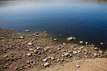 there is a boat that is sitting on the shore of the water