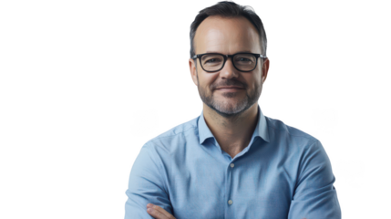Confident Business Professional Smiling in a Blue Shirt