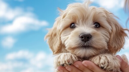 A person holding a small dog in their hands