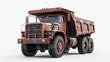 Powerful and Rugged Dump Truck Transporting Heavy Construction Materials Such as Dirt Gravel Stone and Sand Over Muddy and Uneven Terrain for Industrial and Commercial Purposes