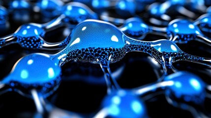 Obraz premium Abstract Network of Interconnected Blue Nodes 3D Rendering of Molecular Structure