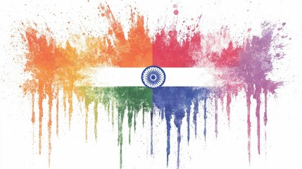 Abstract Indian Flag  Pride  Paint Splatter  LGBTQ