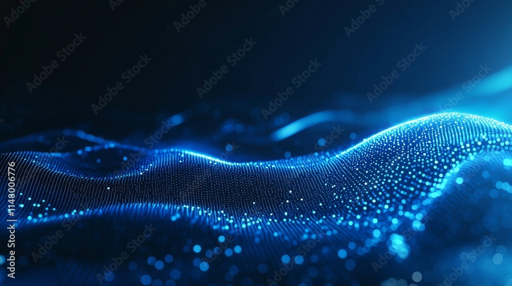 Aufkleber blue glowing wave patterns create a mesmerizing visual effect in a digital environment during a nigh