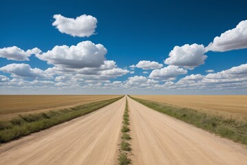 dirt road with a single line of clouds in the distance