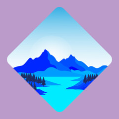 Scenery logo design landscape vector illustration