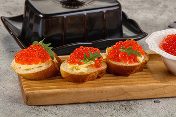 Luxury toast with red caviar