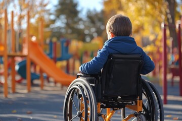 a child in a wheelchair on the playground