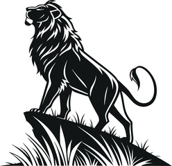 Lion anger silhouette vector art illustration 