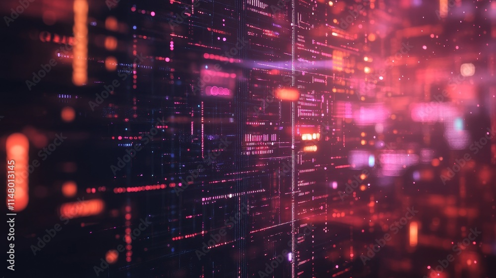Aufkleber Bright Abstract Technology Background With Colorful Light Patterns and Data Flow Representing Digital Transformation and Modern Innovation