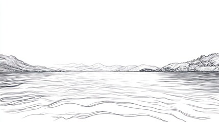 Serene Mountain Lake Landscape Sketch