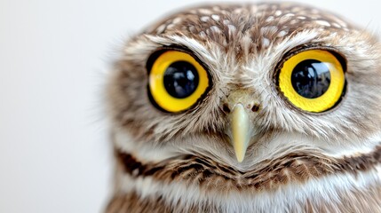 Fototapeta premium A close up of an owl's face with yellow eyes