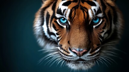 Obraz premium A close up of a tiger's face with blue eyes