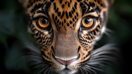 Obraz premium A close up of a jaguar's face with yellow eyes