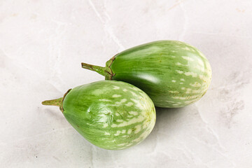 Ripe green mini eggplants heap