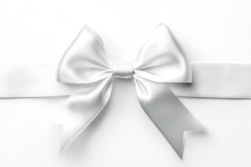 Naklejka premium White ribbon bow isolated on white background