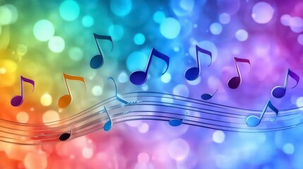 Colorful Musical Notes Background  Abstract Rainbow Design with Glowing Accents