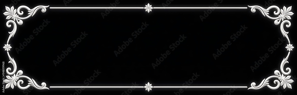 Aufkleber a delicate white ornament borders a black background, providing ample copy space for text or design 