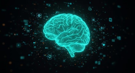 Digital Brain AI Neural Network Technology Data Future Innovation Science Concept Abstract