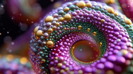 Obraz premium Abstract Colorful Sphere of Bubbles Shimmering Metallic Texture