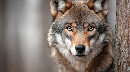Fototapeta premium A close up of a wolf looking at the camera
