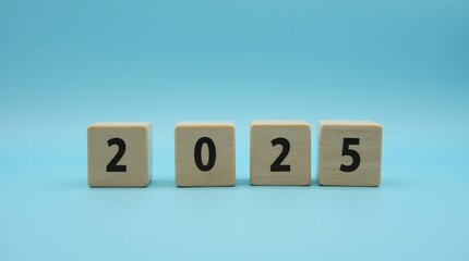 2025 written on woden cubes