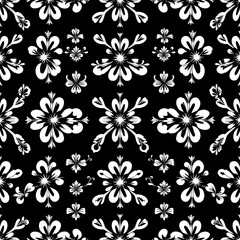 Monochromatic Floral Damask Seamless Pattern 