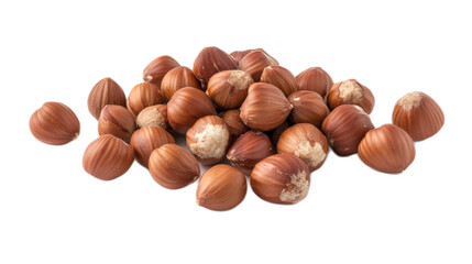 Fototapeta premium Fresh and Natural Hazelnuts on White Background for Culinary Use