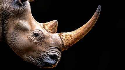 Obraz premium A close up of a rhino's face with a black background