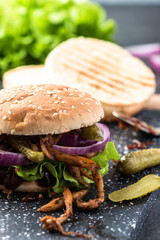 Grilled mashrooms, fresh vegetables and herbs vegetarian meal
