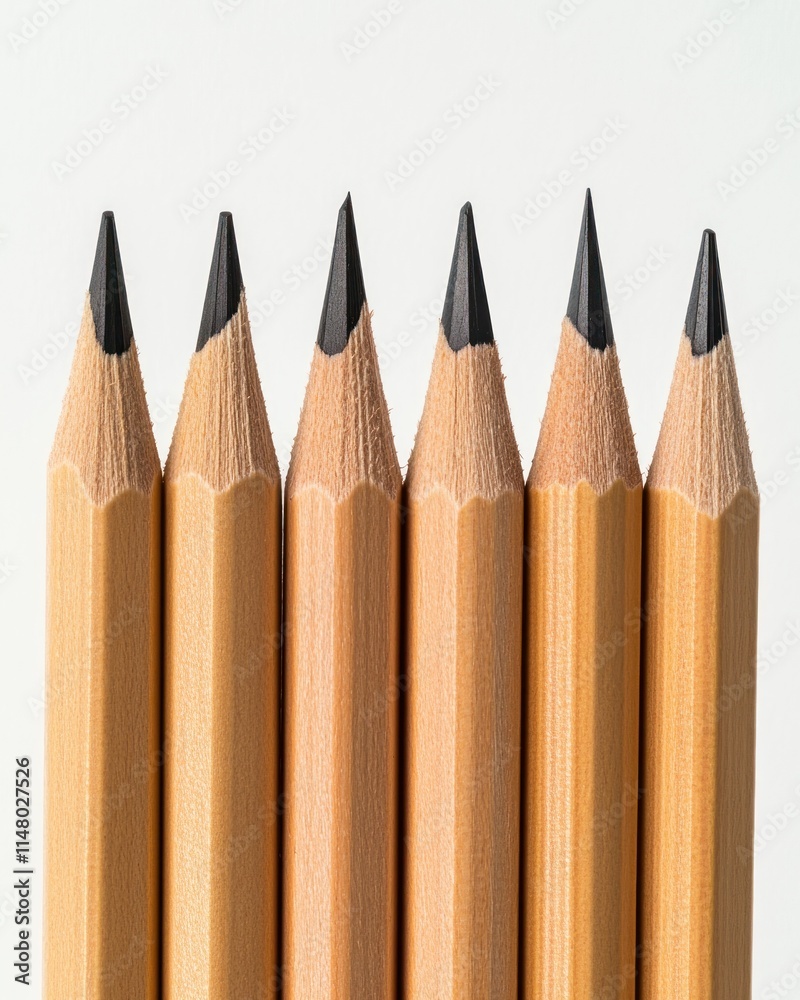 Aufkleber six sharpened pencils standing straight in a row.