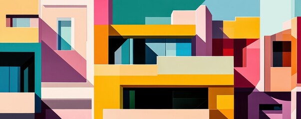 Fototapeta premium Modern colorful buildings as geometric abstract architecture