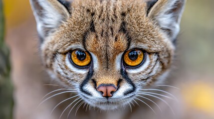 Obraz premium A close up of a cat's face with yellow eyes