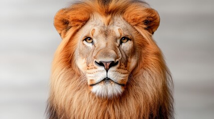 Fototapeta premium A close up of a lion's face with a blurred background