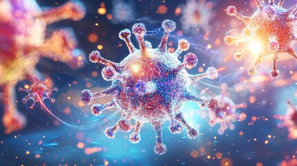 Abstract visualization of free radicals and antioxidants in a digital cosmos