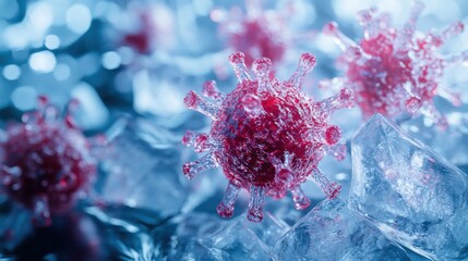 Frozen Virus Microscopic Ice Crystals and Pathogen