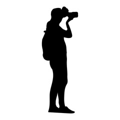 Photography Silhouette aiming at his target Outdoors with Camera Equipment