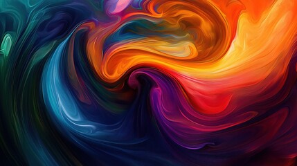 A swirl of vibrant colors blending in smooth curves, creating a dynamic abstract flow.