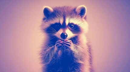 Obraz premium Adorable Baby Raccoon Paws Together in Soft Light