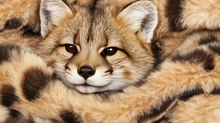 Obraz premium Adorable Fox Kit Huddled in Soft Fur