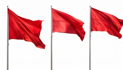 waving red flag. Set of red flags, isolated on white background