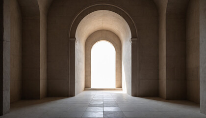 Fototapeta premium Stone archway in classical style in beige tones with copy space representing Easter themes