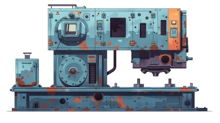 Fototapeta premium Detailed view of a complex industrial workshop filled with various mechanical machinery equipment and tools used for precision manufacturing fabrication and automation