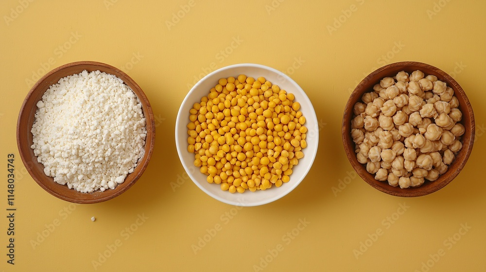 Poster chart showing protein content in various foods placed next to real examples of high-protein meals st