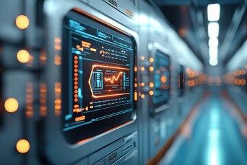 Naklejka premium Global health vaccination hub ai monitors cold storage tech innovation