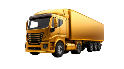 Golden Heavy Duty Truck Isolated. Generative AI