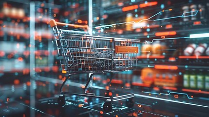 Digital interface displaying online shopping carts with various product categories