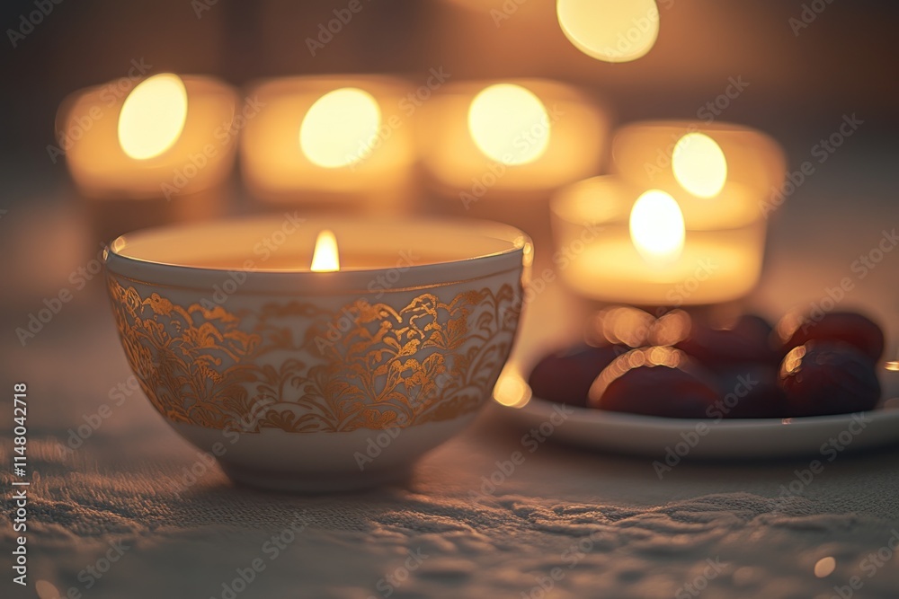 Poster Candles and dates on table.